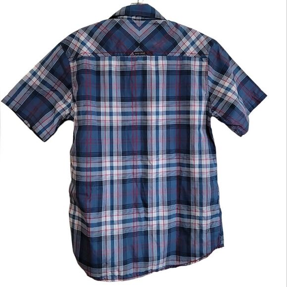 Swiss Cross Men's Blue Plaid Short-Sleeve Shirt Sz Medium - Picture 2 of 8